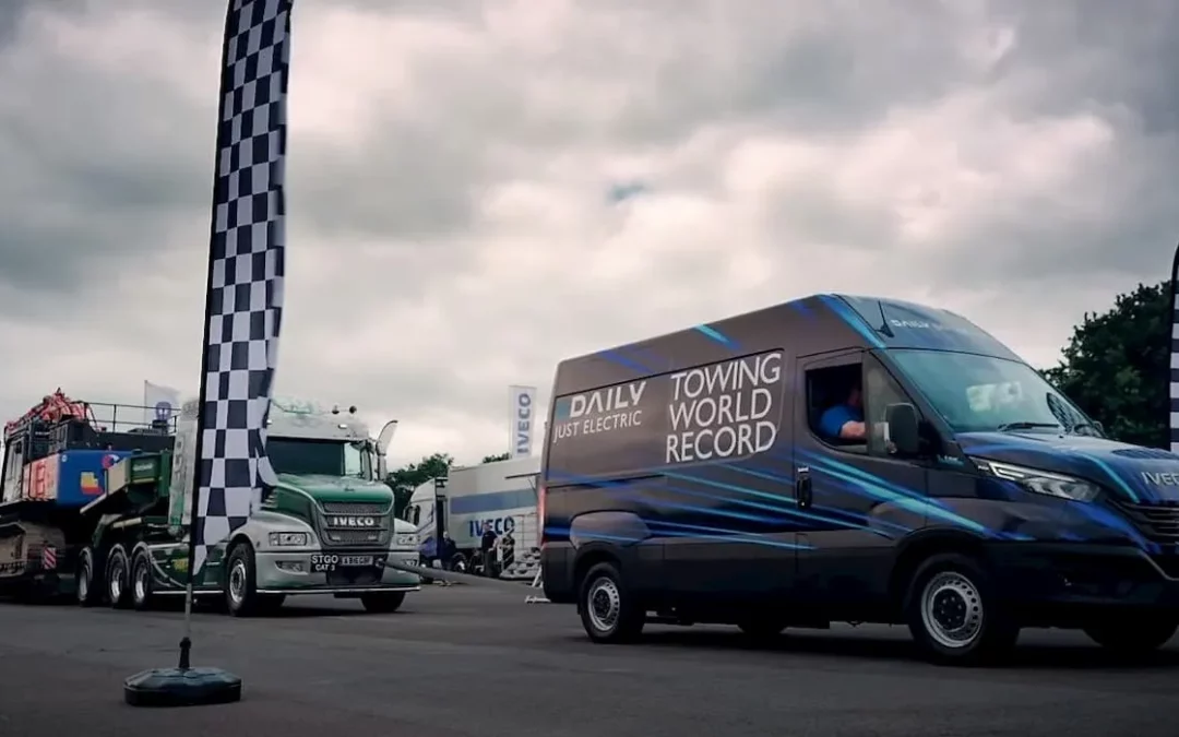 Watch this electric van smash a Guinness World Record by towing over 338K lbs